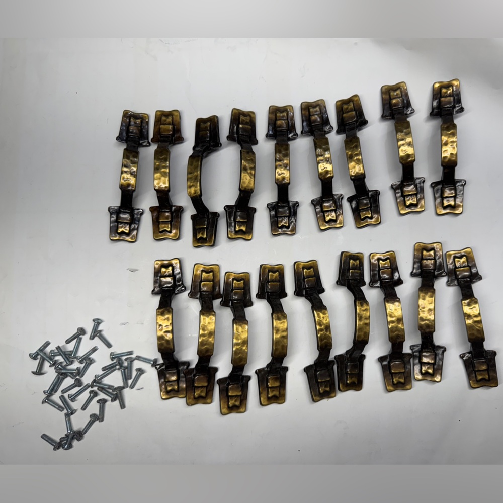Hammered Brutalist Styled Antiqued Brass Cabinet Pulls Amerock Cupboard Handles
